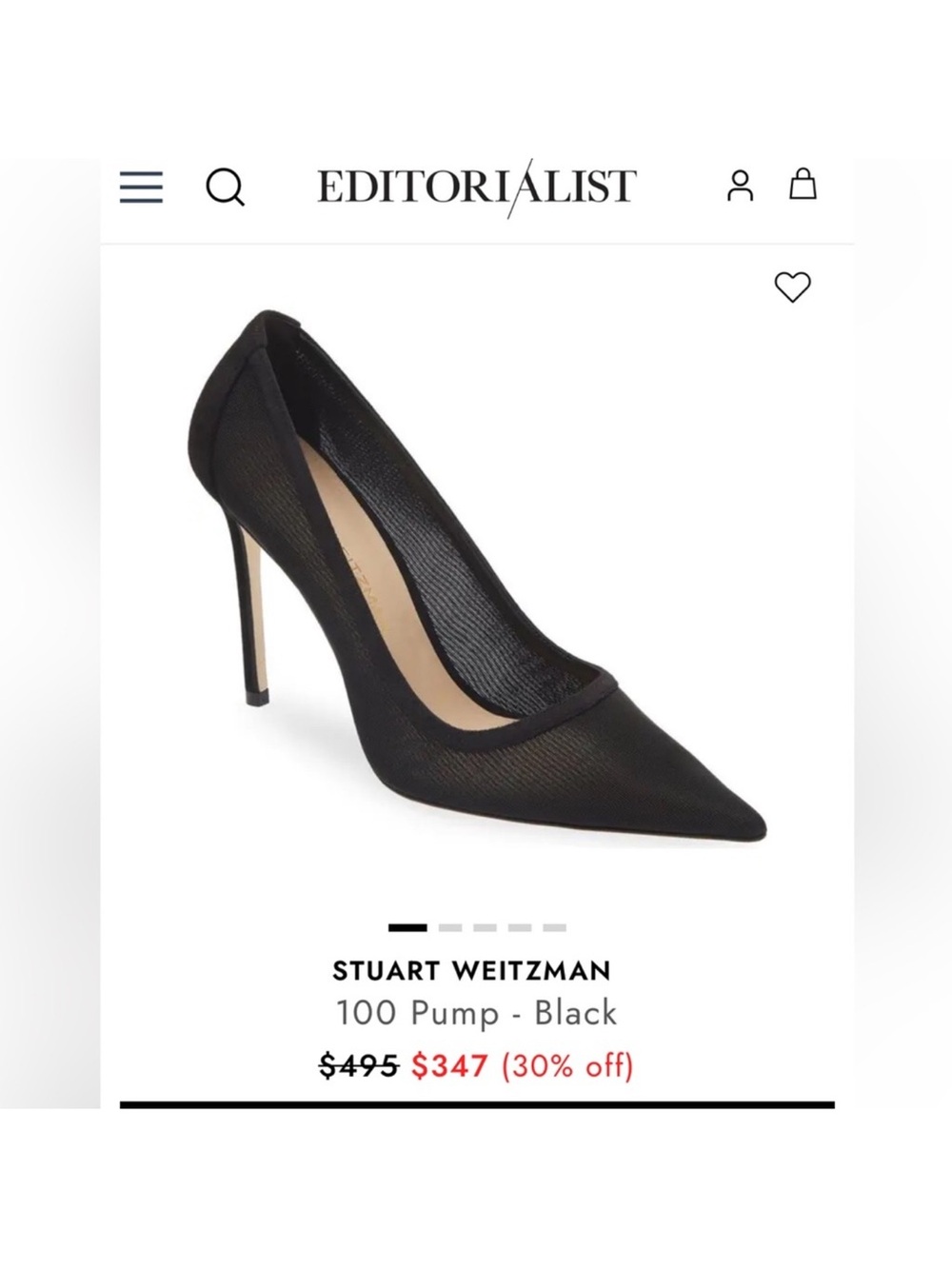 Stuart Weitzman Black Pointed-Toe Stiletto Pump